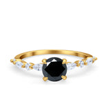 Art Deco Solitaire Wedding Ring Simulated Cubic Zirconia 925 Sterling Silver