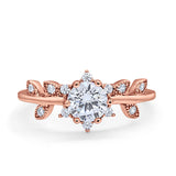 Art Deco Dainty Wedding Ring Round Simulated Cubic Zirconia 925 Sterling Silver