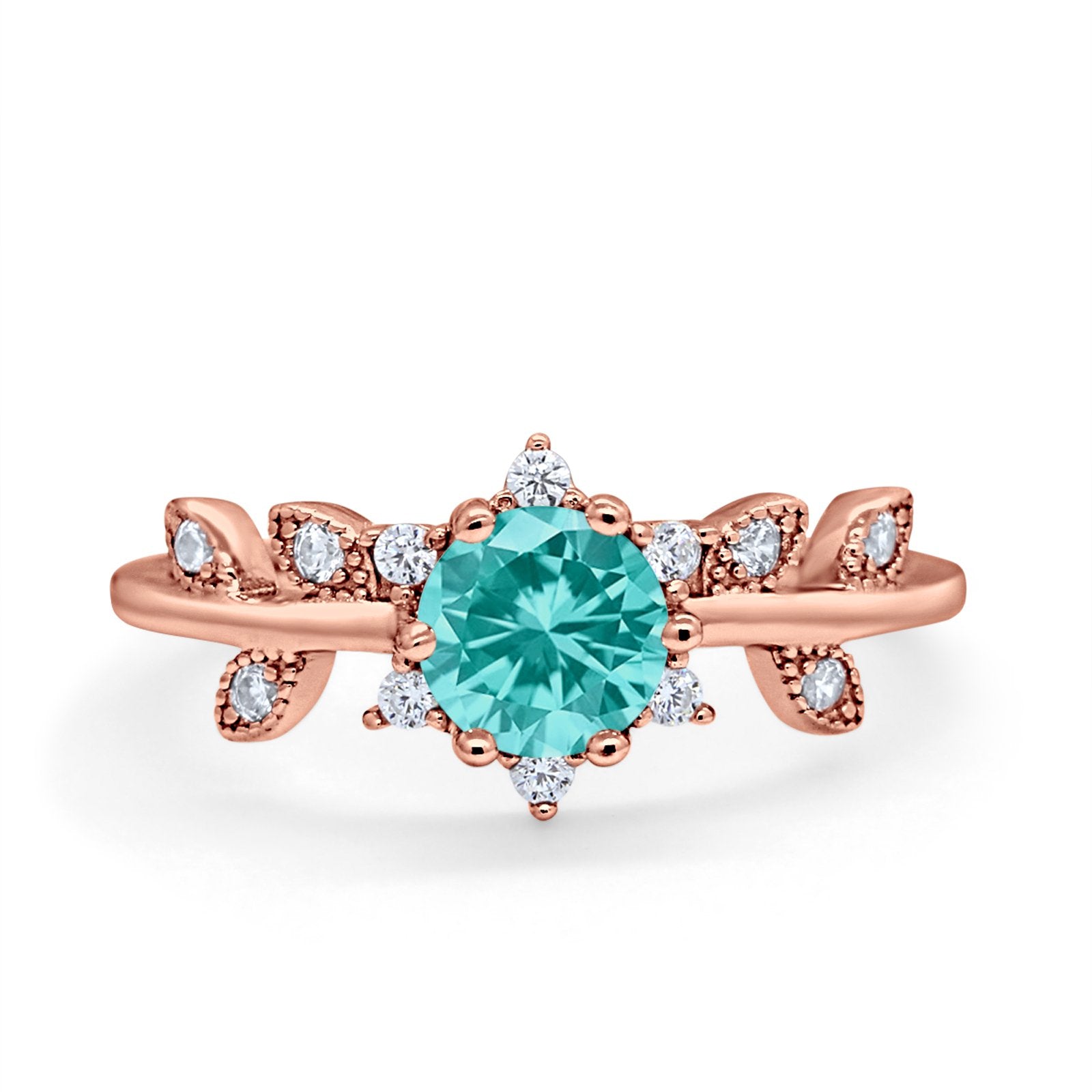 Art Deco Dainty Wedding Ring Round Simulated Cubic Zirconia 925 Sterling Silver