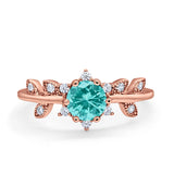 Art Deco Dainty Wedding Ring Round Simulated Cubic Zirconia 925 Sterling Silver