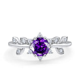 Art Deco Dainty Wedding Ring Round Simulated Cubic Zirconia 925 Sterling Silver