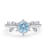 Art Deco Dainty Wedding Ring Round Simulated Cubic Zirconia 925 Sterling Silver