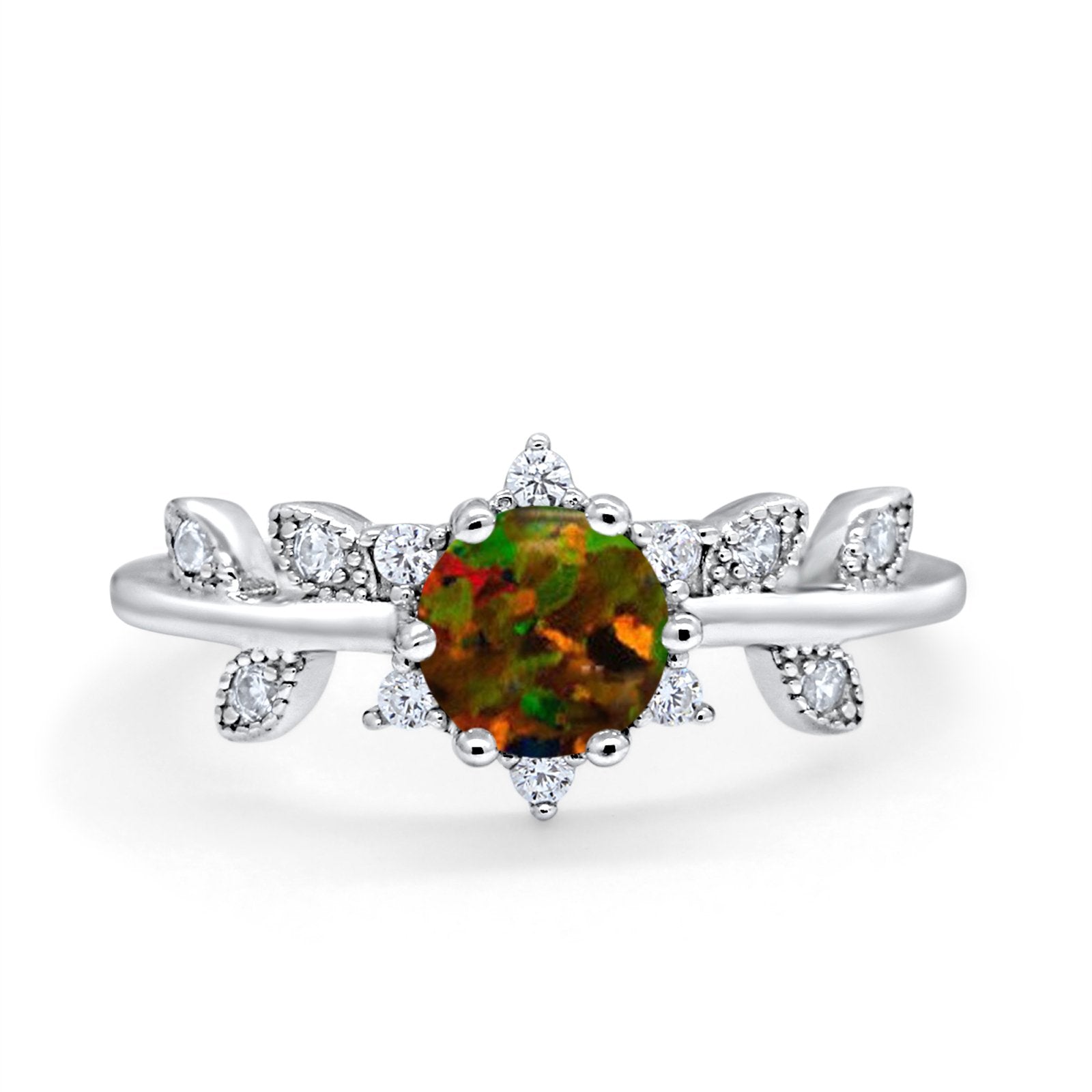 Art Deco Dainty Wedding Ring Round Simulated Cubic Zirconia 925 Sterling Silver