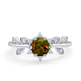 Art Deco Dainty Wedding Ring Round Simulated Cubic Zirconia 925 Sterling Silver