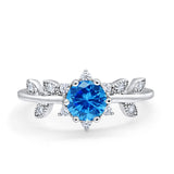 Art Deco Dainty Wedding Ring Round Simulated Cubic Zirconia 925 Sterling Silver