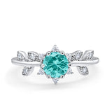 Art Deco Dainty Wedding Ring Round Simulated Cubic Zirconia 925 Sterling Silver