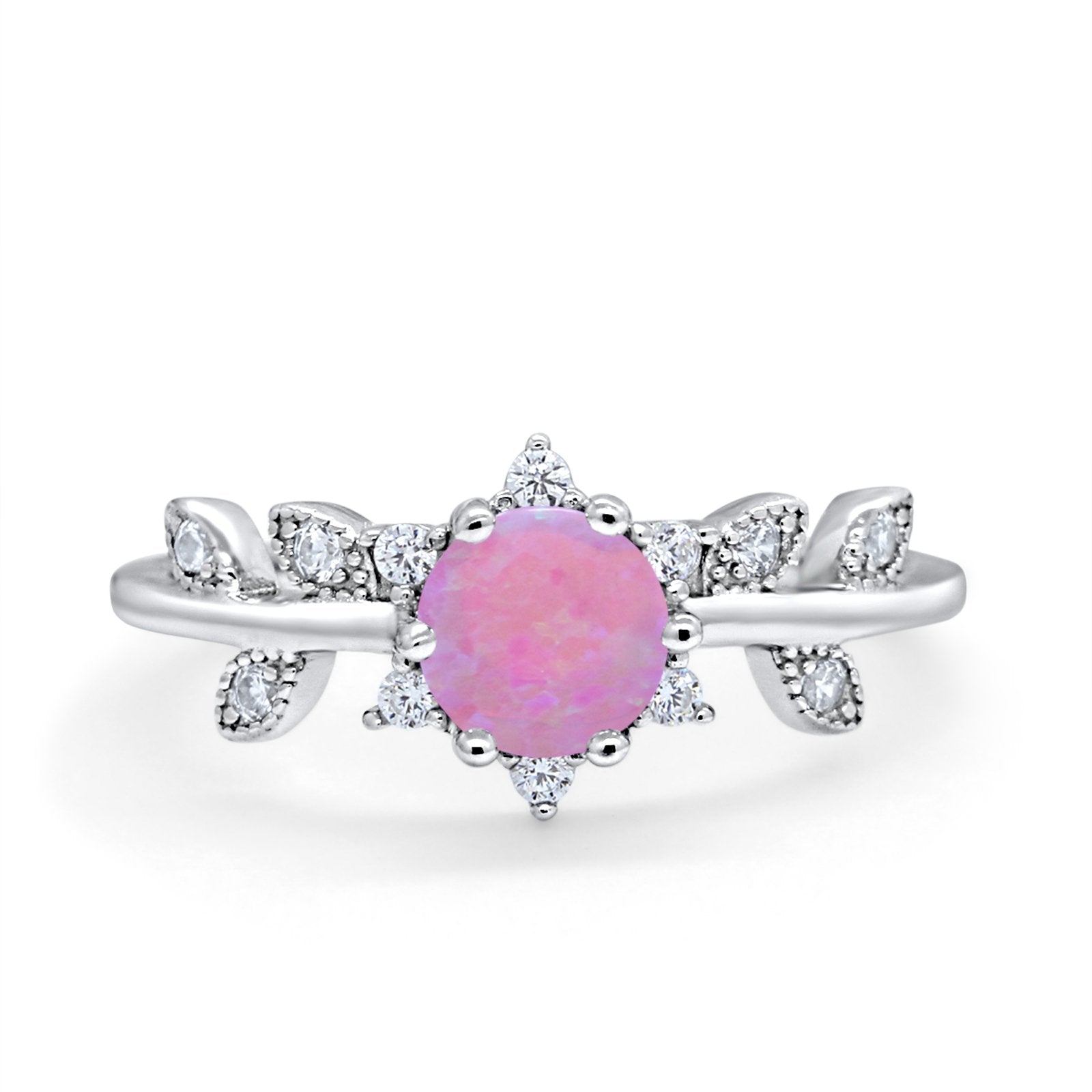 Art Deco Dainty Wedding Ring Round Simulated Cubic Zirconia 925 Sterling Silver