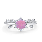 Art Deco Dainty Wedding Ring Round Simulated Cubic Zirconia 925 Sterling Silver