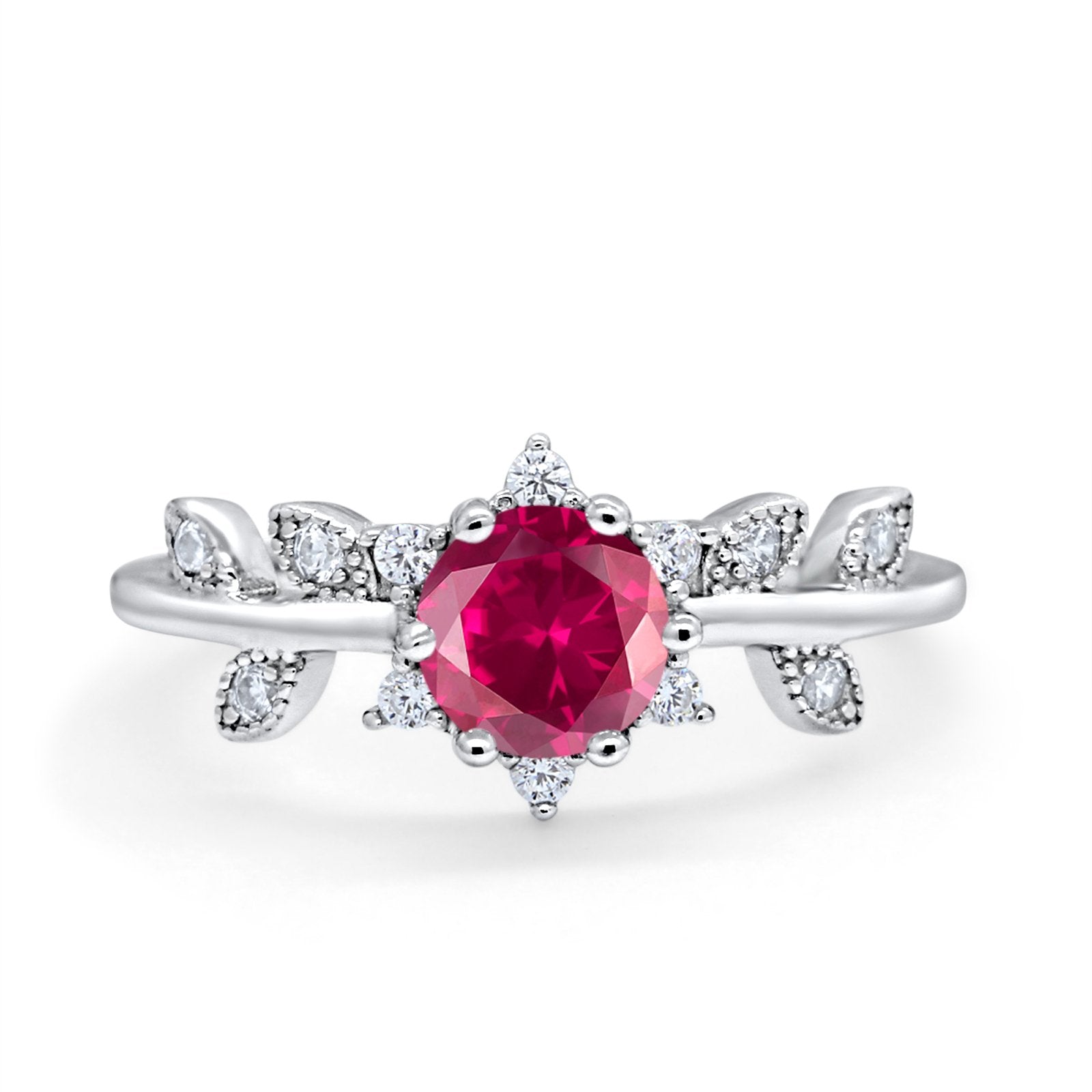 Art Deco Dainty Wedding Ring Round Simulated Cubic Zirconia 925 Sterling Silver