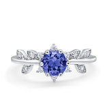 Art Deco Dainty Wedding Ring Round Simulated Cubic Zirconia 925 Sterling Silver