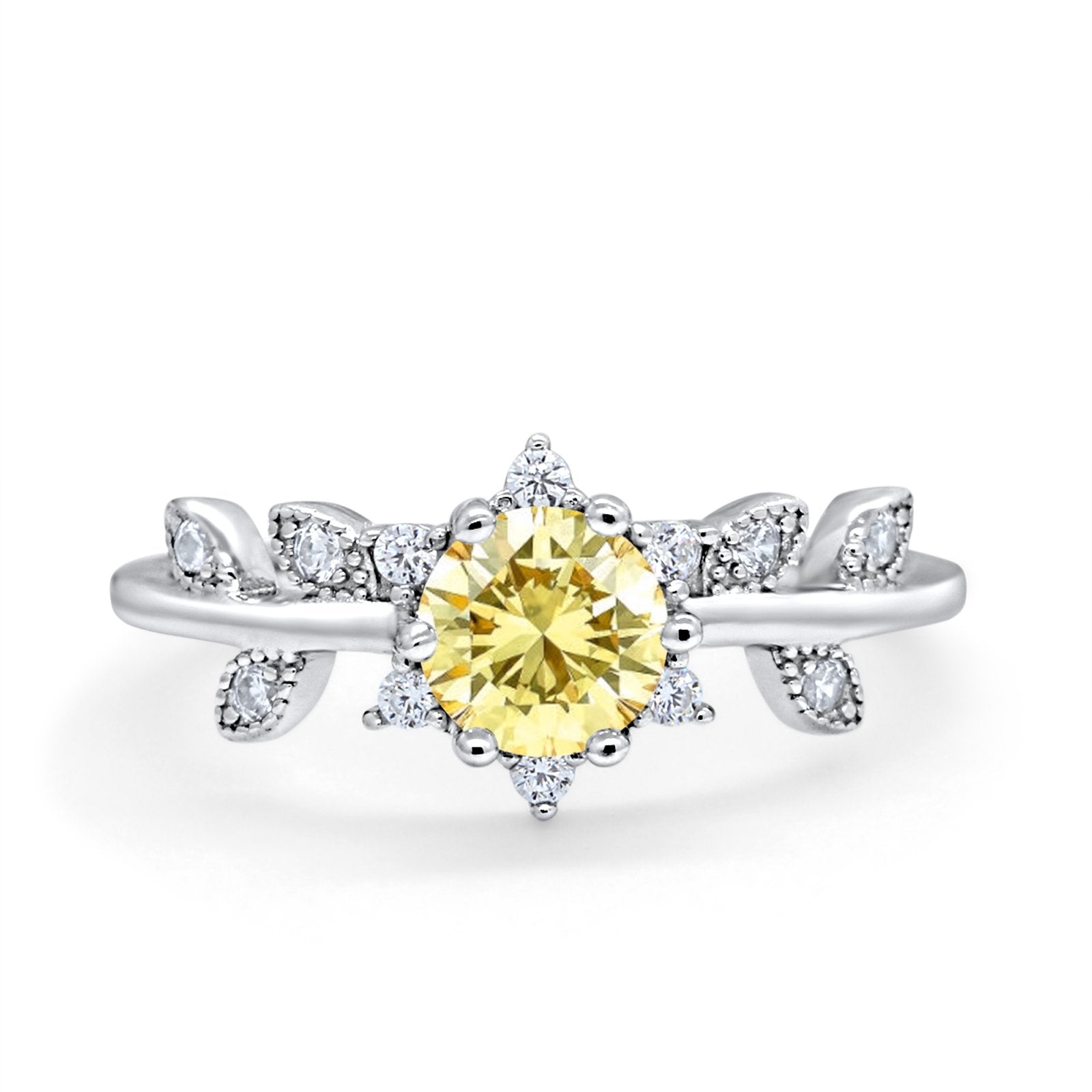 Art Deco Dainty Wedding Ring Round Simulated Cubic Zirconia 925 Sterling Silver