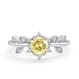 Art Deco Dainty Wedding Ring Round Simulated Cubic Zirconia 925 Sterling Silver