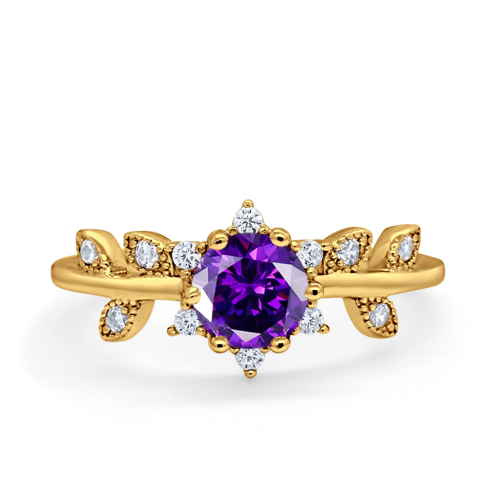 Art Deco Dainty Wedding Ring Round Simulated Cubic Zirconia 925 Sterling Silver