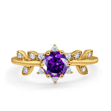 Art Deco Dainty Wedding Ring Round Simulated Cubic Zirconia 925 Sterling Silver