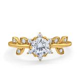 Art Deco Dainty Wedding Ring Round Simulated Cubic Zirconia 925 Sterling Silver