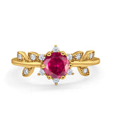 Art Deco Dainty Wedding Ring Round Simulated Cubic Zirconia 925 Sterling Silver