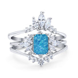 Trio Set Wedding Ring Piece Simulated Cubic Zirconia 925 Sterling Silver