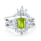 Trio Set Wedding Ring Piece Simulated Cubic Zirconia 925 Sterling Silver