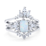 Trio Set Wedding Ring Piece Simulated Cubic Zirconia 925 Sterling Silver