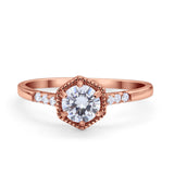 Wedding Ring Accent Vintage Round Simulated Cubic Zirconia 925 Sterling Silver