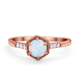 Wedding Ring Accent Vintage Round Simulated Cubic Zirconia 925 Sterling Silver