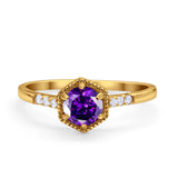 Wedding Ring Accent Vintage Round Simulated Cubic Zirconia 925 Sterling Silver