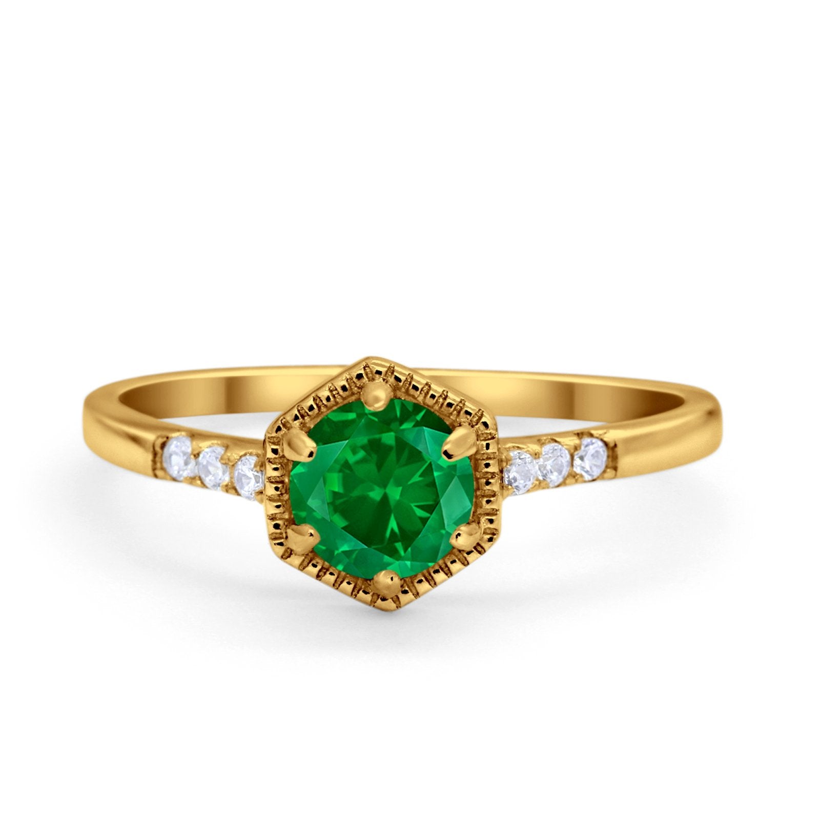 Wedding Ring Accent Vintage Round Simulated Cubic Zirconia 925 Sterling Silver