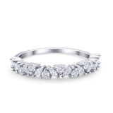 Wedding Band Eternity Ring Marquise Round Simulated Cubic Zirconia 925 Sterling Silver