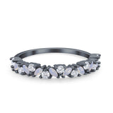 Wedding Band Eternity Ring Marquise Round Simulated Cubic Zirconia 925 Sterling Silver