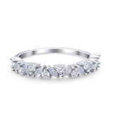 Wedding Band Eternity Ring Marquise Round Simulated Cubic Zirconia 925 Sterling Silver