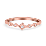 Petite Dainty Wedding Ring Round Eternity Simulated CZ 925 Sterling Silver