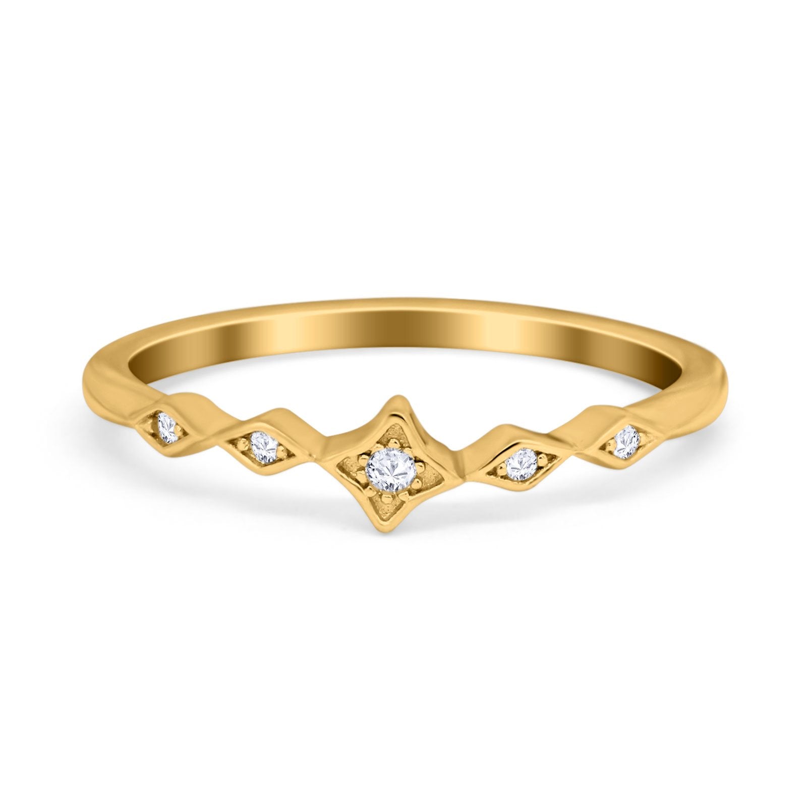 Petite Dainty Wedding Ring Round Eternity Simulated CZ 925 Sterling Silver