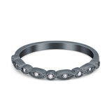Half Eternity Wedding Band Ring Marquise Round Simulated Cubic Zirconia 925 Sterling Silver