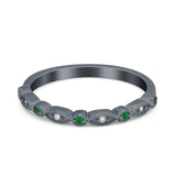 Half Eternity Wedding Band Ring Marquise Round Simulated Cubic Zirconia 925 Sterling Silver