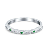 Half Eternity Wedding Band Ring Marquise Round Simulated Cubic Zirconia 925 Sterling Silver