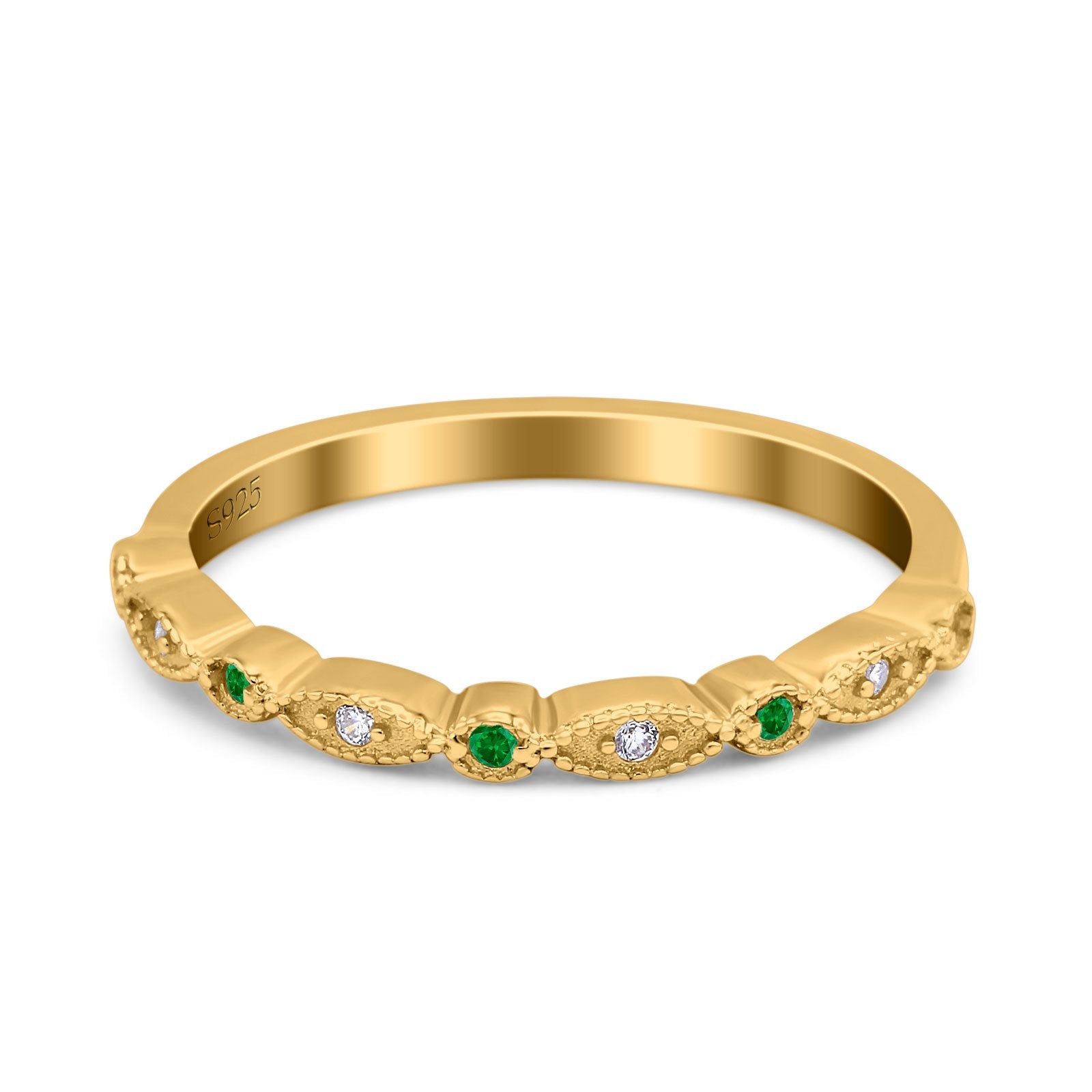 Half Eternity Wedding Band Ring Marquise Round Simulated Cubic Zirconia 925 Sterling Silver