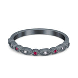 Half Eternity Wedding Band Ring Marquise Round Simulated Cubic Zirconia 925 Sterling Silver