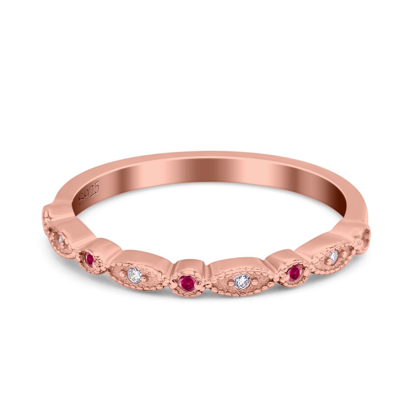 Half Eternity Wedding Band Ring Marquise Round Simulated Cubic Zirconia 925 Sterling Silver