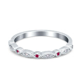 Half Eternity Wedding Band Ring Marquise Round Simulated Cubic Zirconia 925 Sterling Silver