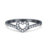 Heart Promise V Chevron Midi Thumb Eternity Ring Simulated CZ 925 Sterling Silver