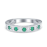 Art Deco Eternity Stackable Band Wedding Ring Simulated CZ 925 Sterling Silver