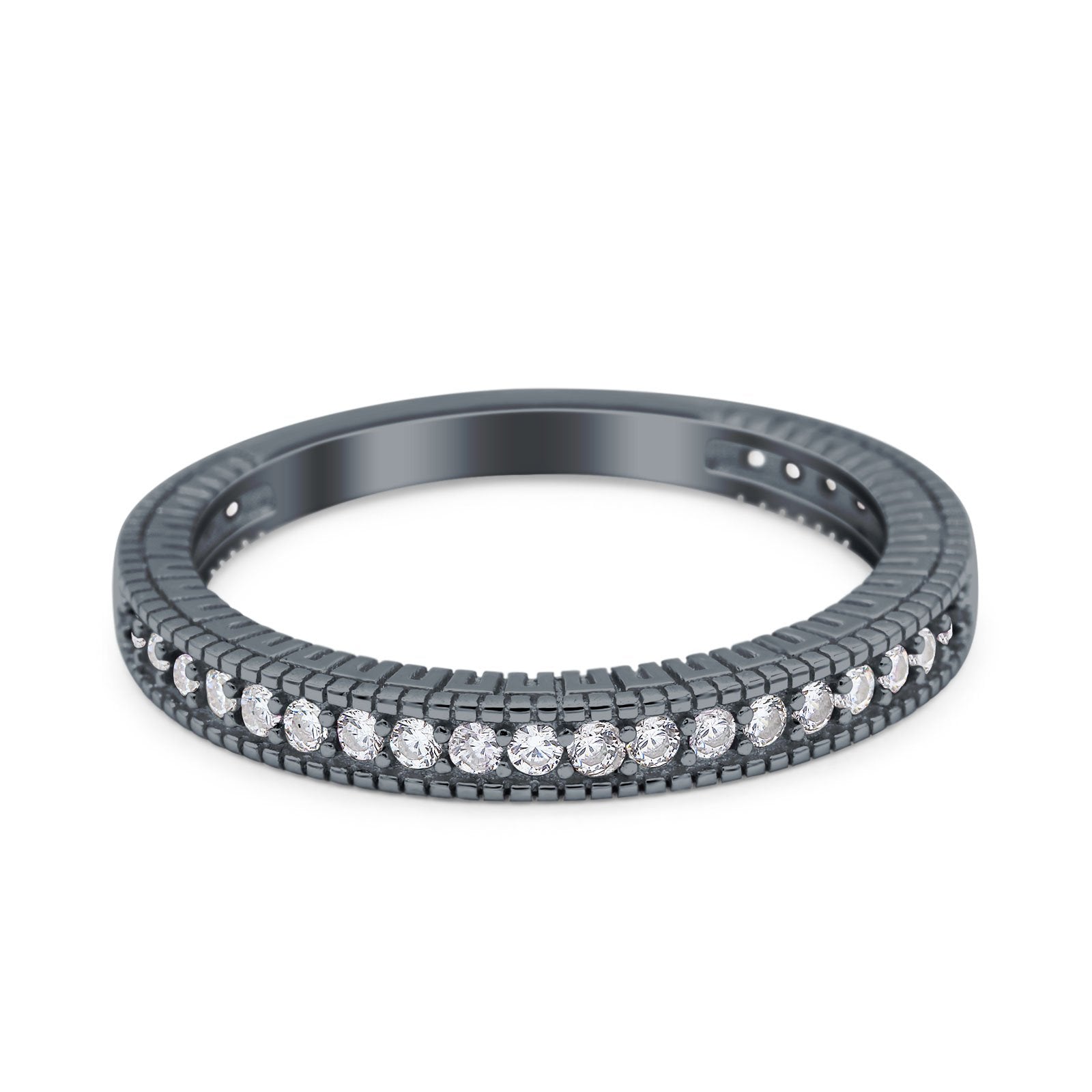 Half Eternity Band Bridal Stacking Engagement Ring Simulated CZ 925 Sterling Silver