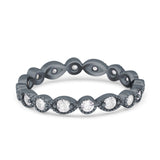 Curved Marquise Art Dec Full Eternity Stackable Band Simulated Cubic Zirconia 925 Sterling Silver