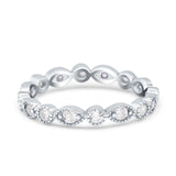Curved Marquise Art Dec Full Eternity Stackable Band Simulated Cubic Zirconia 925 Sterling Silver