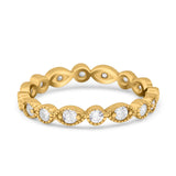 Curved Marquise Art Dec Full Eternity Stackable Band Simulated Cubic Zirconia 925 Sterling Silver