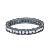 Art Deco Full Eternity Stackable Wedding Ring Simulated CZ 925 Sterling Silver