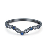 Marquise Curved Half Eternity Stackable Band Ring Simulated CZ 925 Sterling Silver