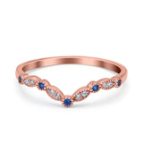 Marquise Curved Half Eternity Stackable Band Ring Simulated CZ 925 Sterling Silver