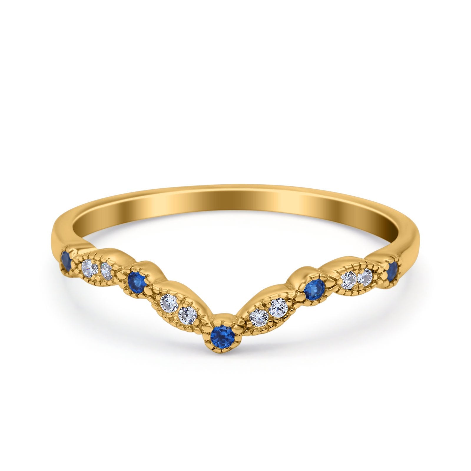 Marquise Curved Half Eternity Stackable Band Ring Simulated CZ 925 Sterling Silver