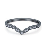 Marquise Curved Half Eternity Stackable Band Ring Simulated CZ 925 Sterling Silver